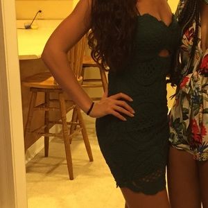 Green lace detail dress